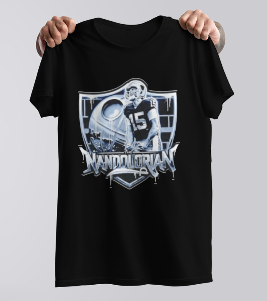 The Nandolorian Las Vegas Raiders Fernando Mendoza Quarterback 15 Star Wars Mandalorian T-Shirt