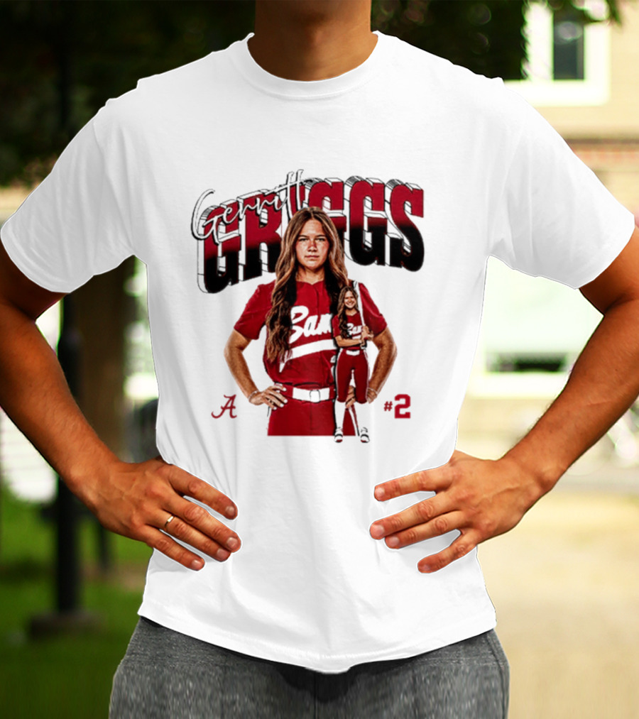Gerritt Griggs Alabama Softball Player Red Uniform Number 2 T-Shirt