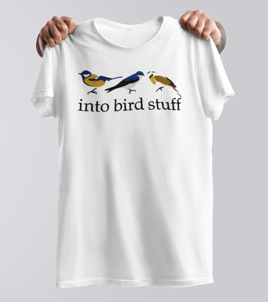 Into Bird Stuff Blue Yellow White Bird Illustrations T-Shirt