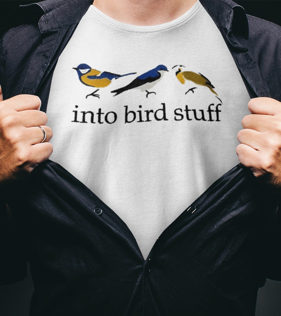Into Bird Stuff Blue Yellow White Bird Illustrations T-Shirt