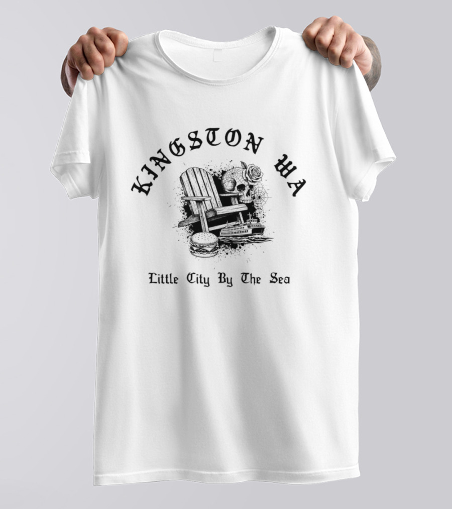 Kingston WA Little City By The Sea Doodle Rustic Adirondack Chair T-Shirt