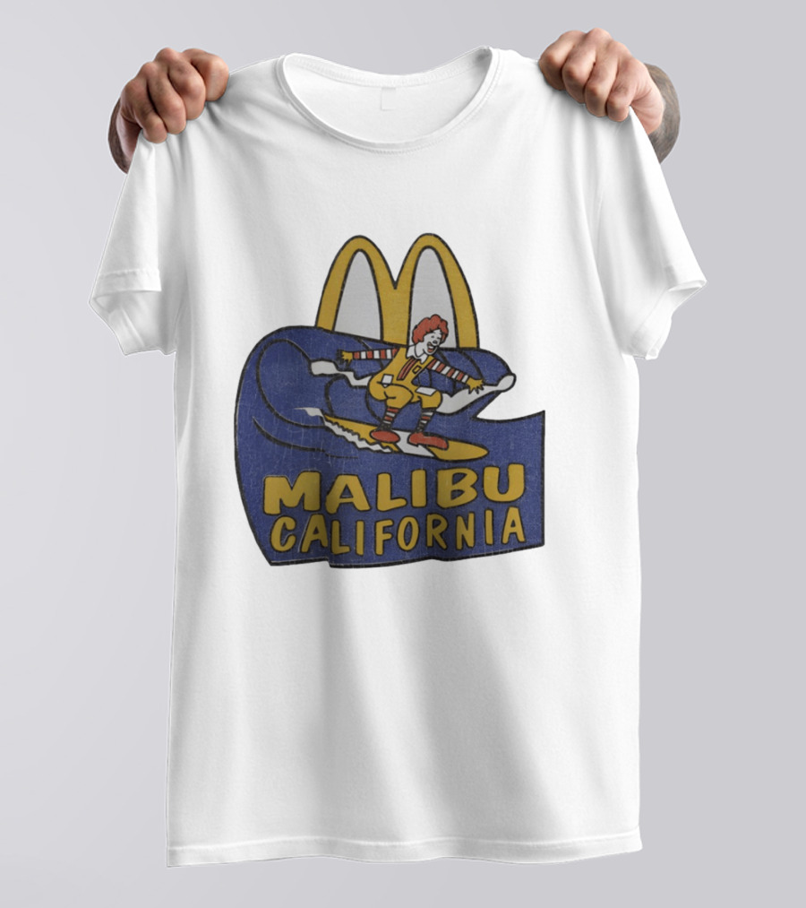 Malibu California Rare Ronald McDonald Surfing McDonald's Golden Arches T-Shirt