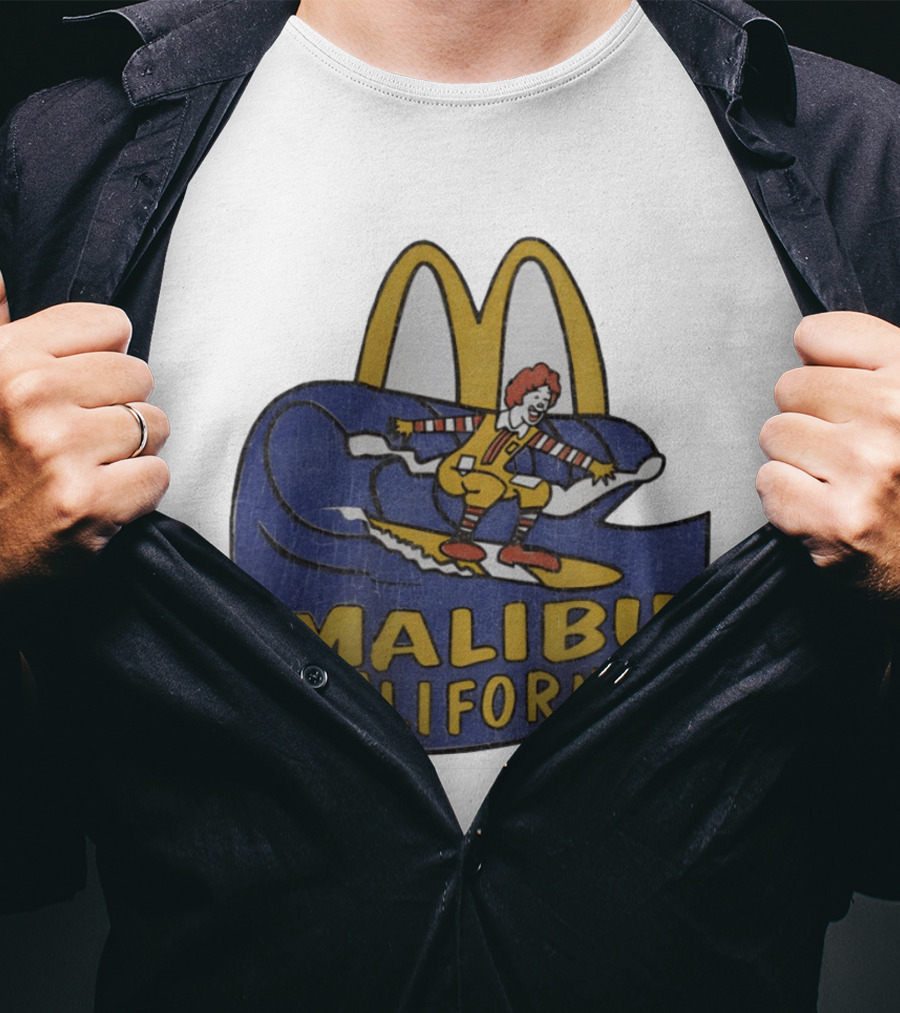 Malibu California Rare Ronald McDonald Surfing McDonald's Golden Arches T-Shirt