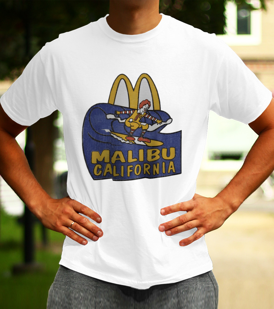 Malibu California Rare Ronald McDonald Surfing McDonald's Golden Arches T-Shirt