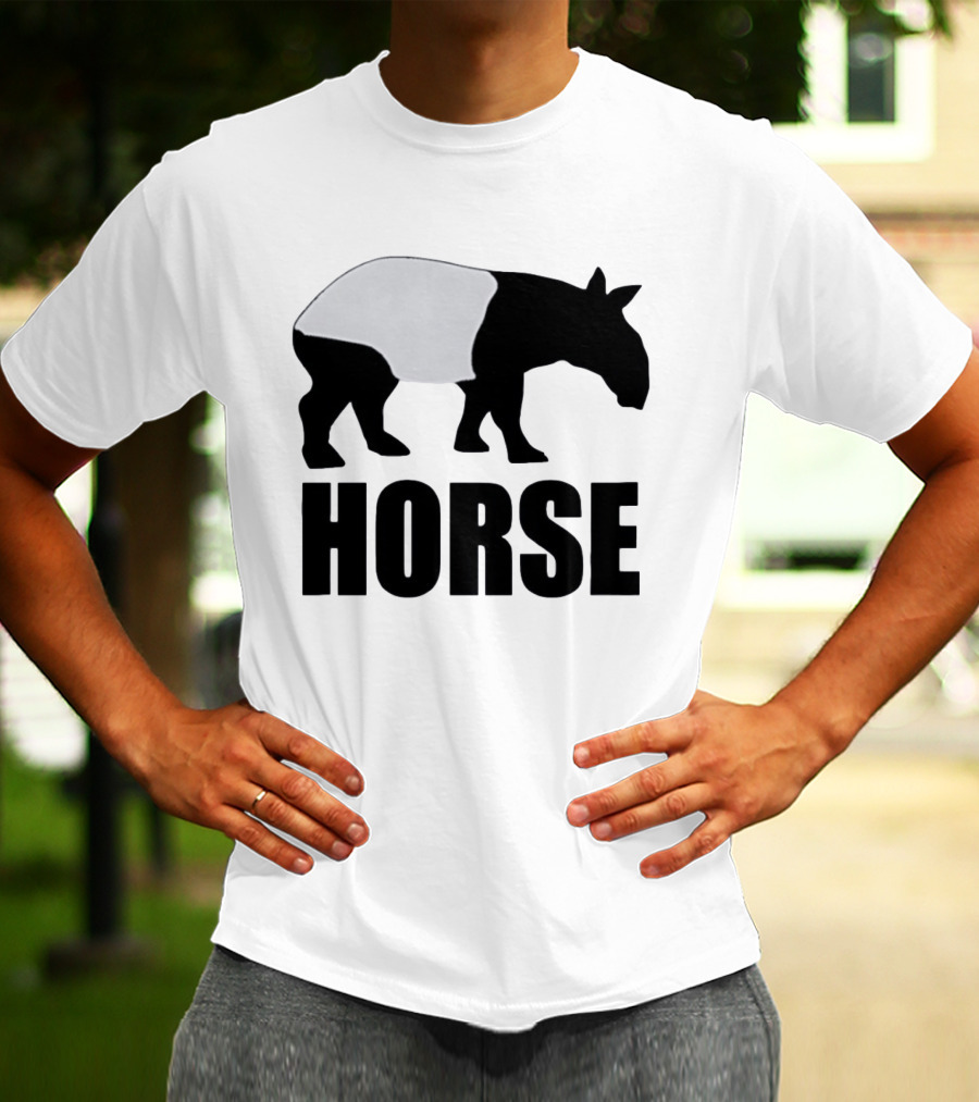 Mislabeled Animal Tapir Silhouette With Horse Text Optical Illusion T-Shirt