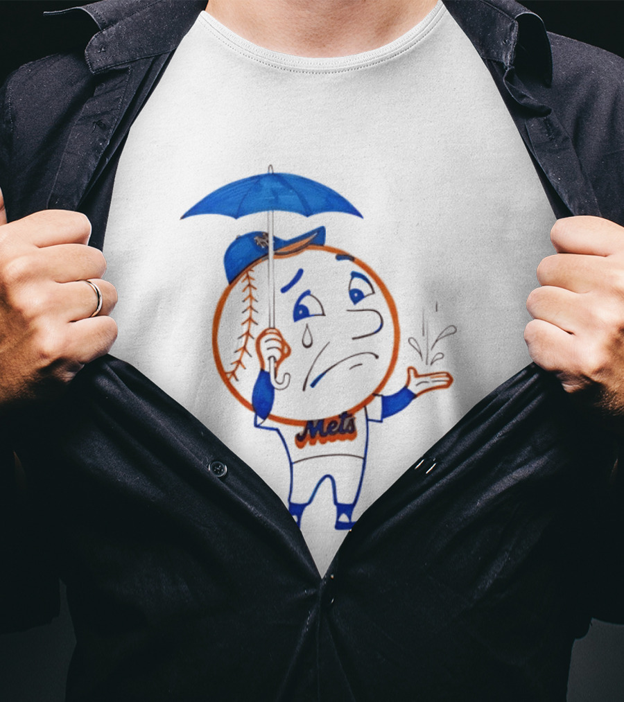 Mr Met New York Mets Rainy Day Mascot Umbrella Splash T-Shirt