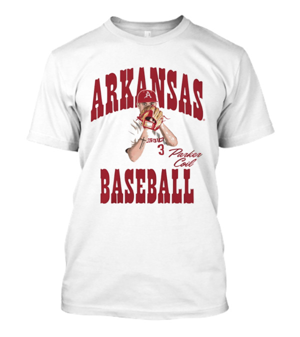 Arkansas Baseball Parker Coil Pitcher Glove Razorbacks Player 3 T-Shirt