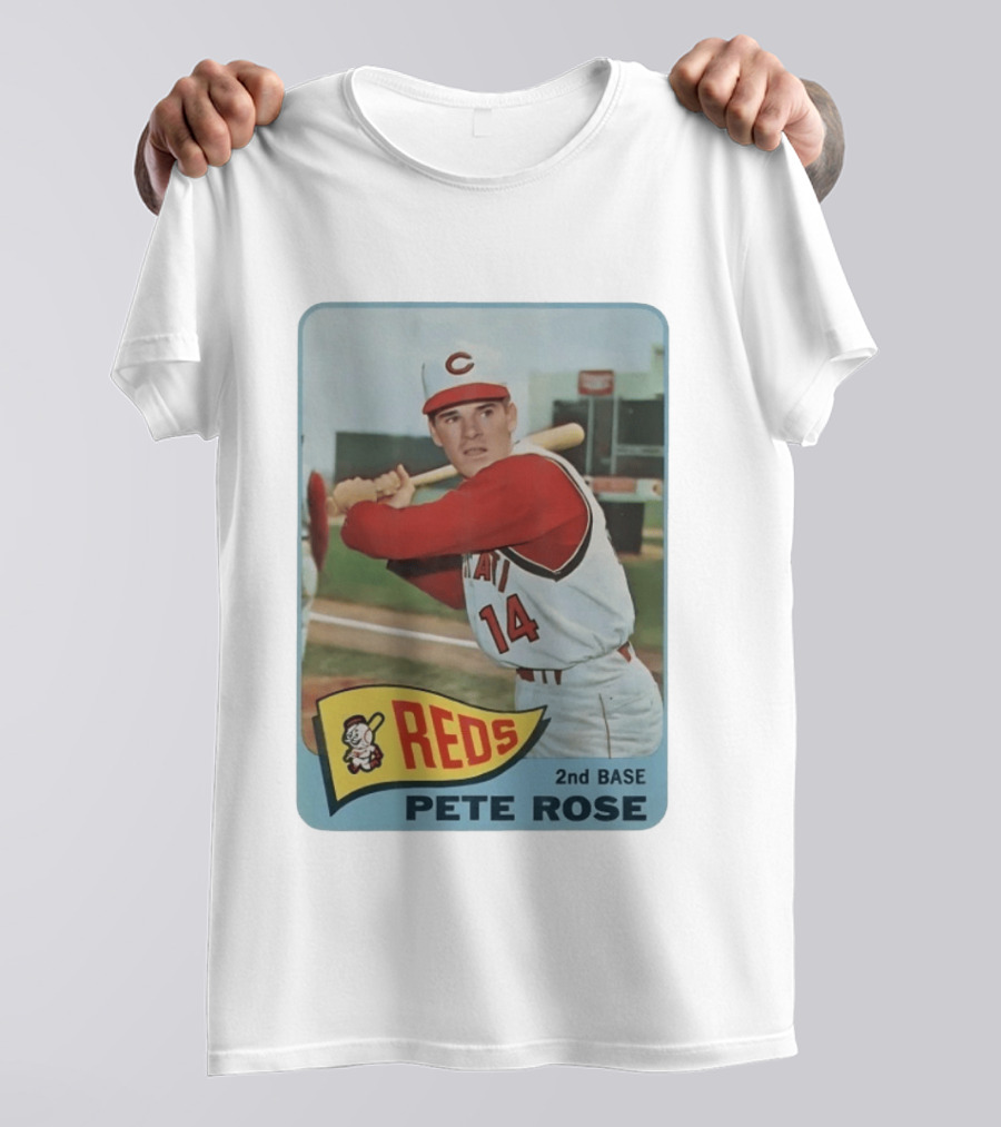 Cincinnati Reds Pete Rose 2nd Base Player Card Vintage Baseball T-Shirt