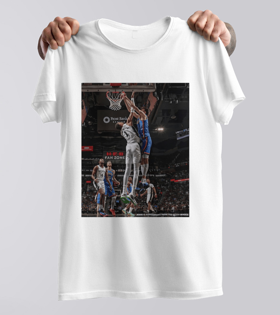 Victor Wembanyama San Antonio Spurs Dunk Vs Oklahoma City NBA Action T-Shirt