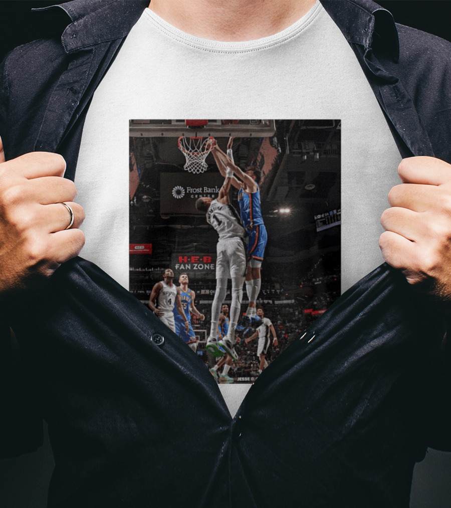 Victor Wembanyama San Antonio Spurs Dunk Vs Oklahoma City NBA Action T-Shirt