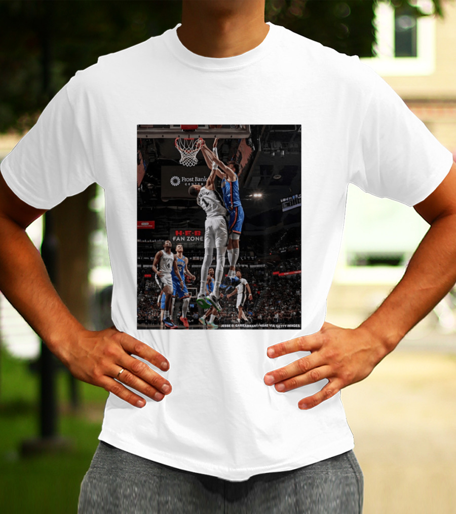 Victor Wembanyama San Antonio Spurs Dunk Vs Oklahoma City NBA Action T-Shirt
