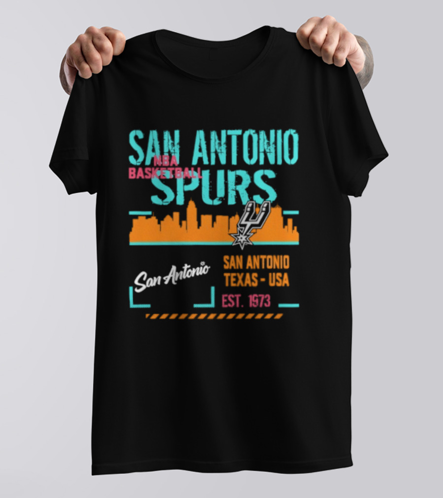 San Antonio Spurs NBA Basketball Skyline 1973 Est. Team Essentials T-Shirt