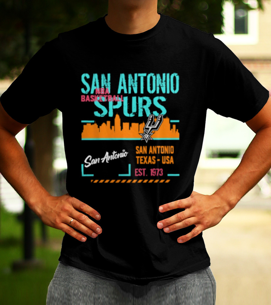 San Antonio Spurs NBA Basketball Skyline 1973 Est. Team Essentials T-Shirt
