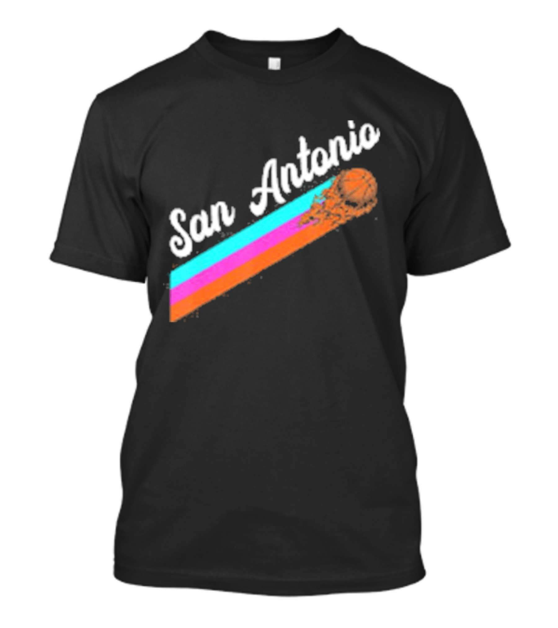 San Antonio Retro Basketball Multicolor Stripes T-Shirt