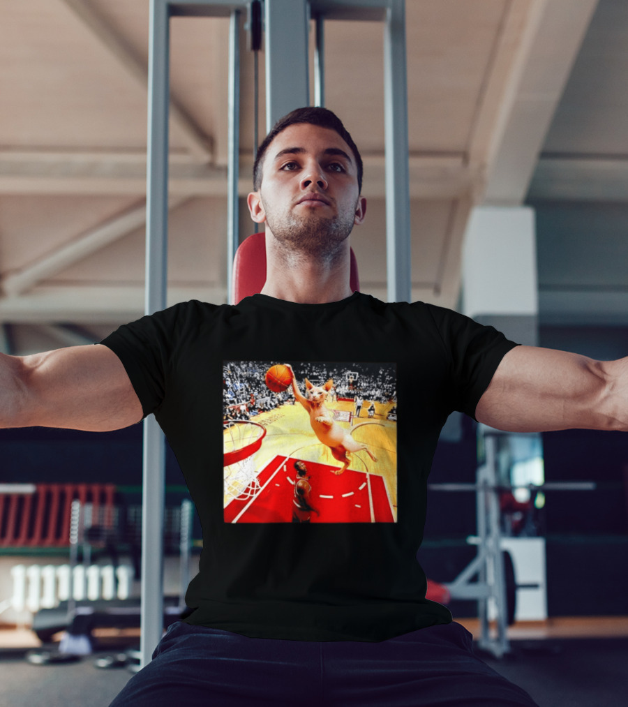 Sphynx Cat Slam Dunk Basketball Scene With Crowd T-Shirt