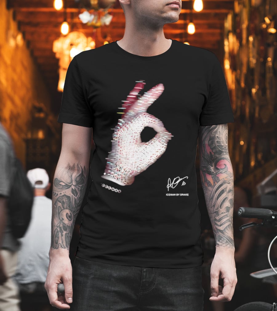 Iceman Hand Gesture By Drake Sign With Rhinestones T-Shirt
