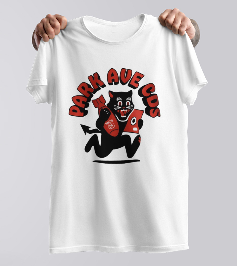 Park Ave CDS Black Cat Holding CD And Bomb T-Shirt