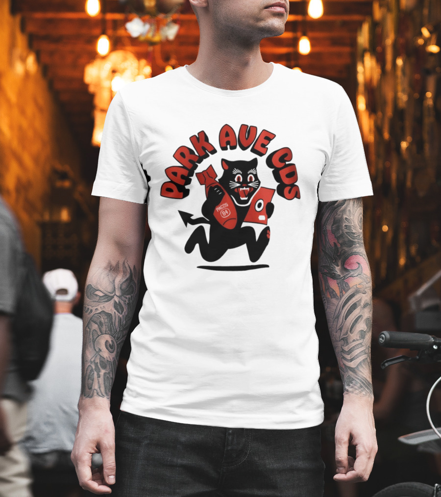 Park Ave CDS Black Cat Holding CD And Bomb T-Shirt