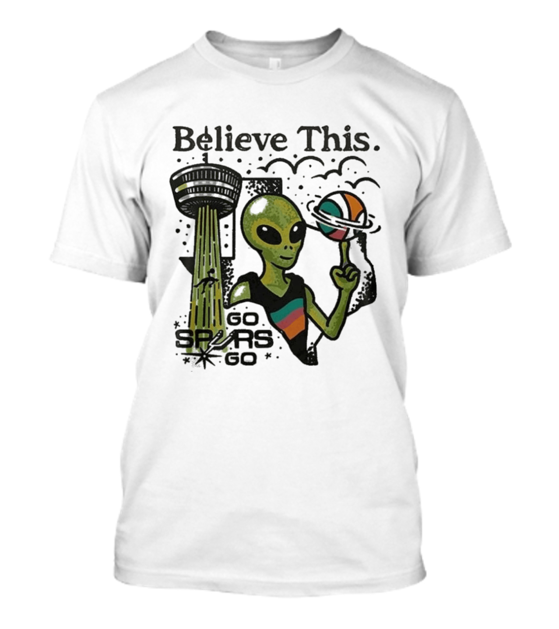 Believe This San Antonio Spurs 2026 Wemby Alien Basketball Tower Of The Americas Go Spurs T-Shirt