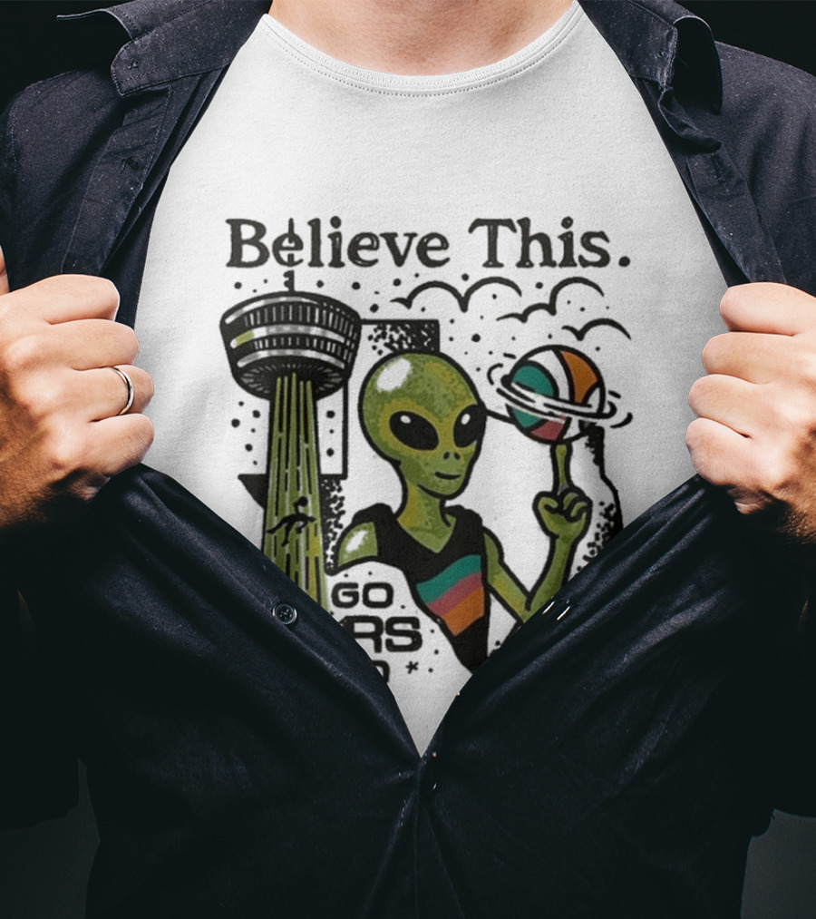 Believe This San Antonio Spurs 2026 Wemby Alien Basketball Tower Of The Americas Go Spurs T-Shirt