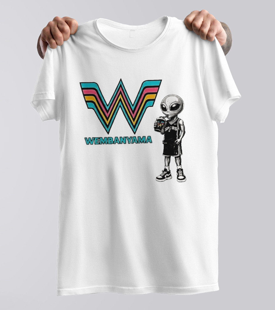 San Antonio Spurs Wembanyama Alien Drinking Spurs T-Shirt