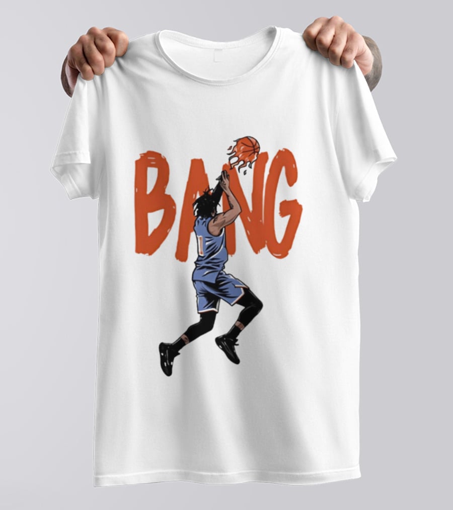 Immanuel Quickley New York Knicks Basketball Player Bang Flaming Shot T-Shirt
