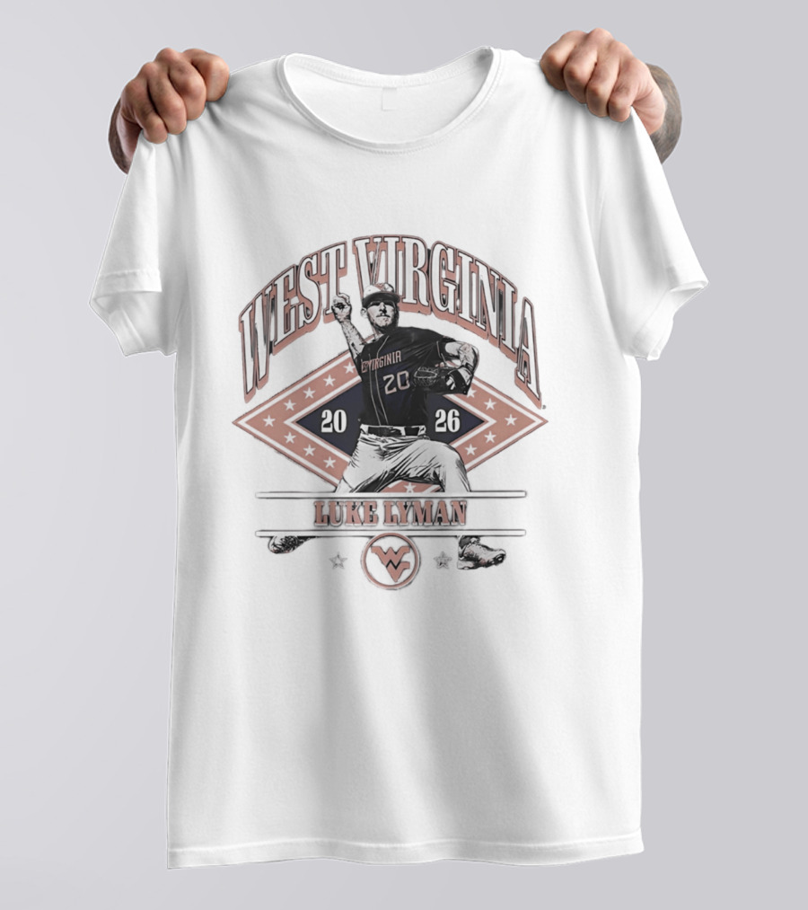 West Virginia Mountaineers Luke Lyman 2026 Baseball Player 20 T-Shirt