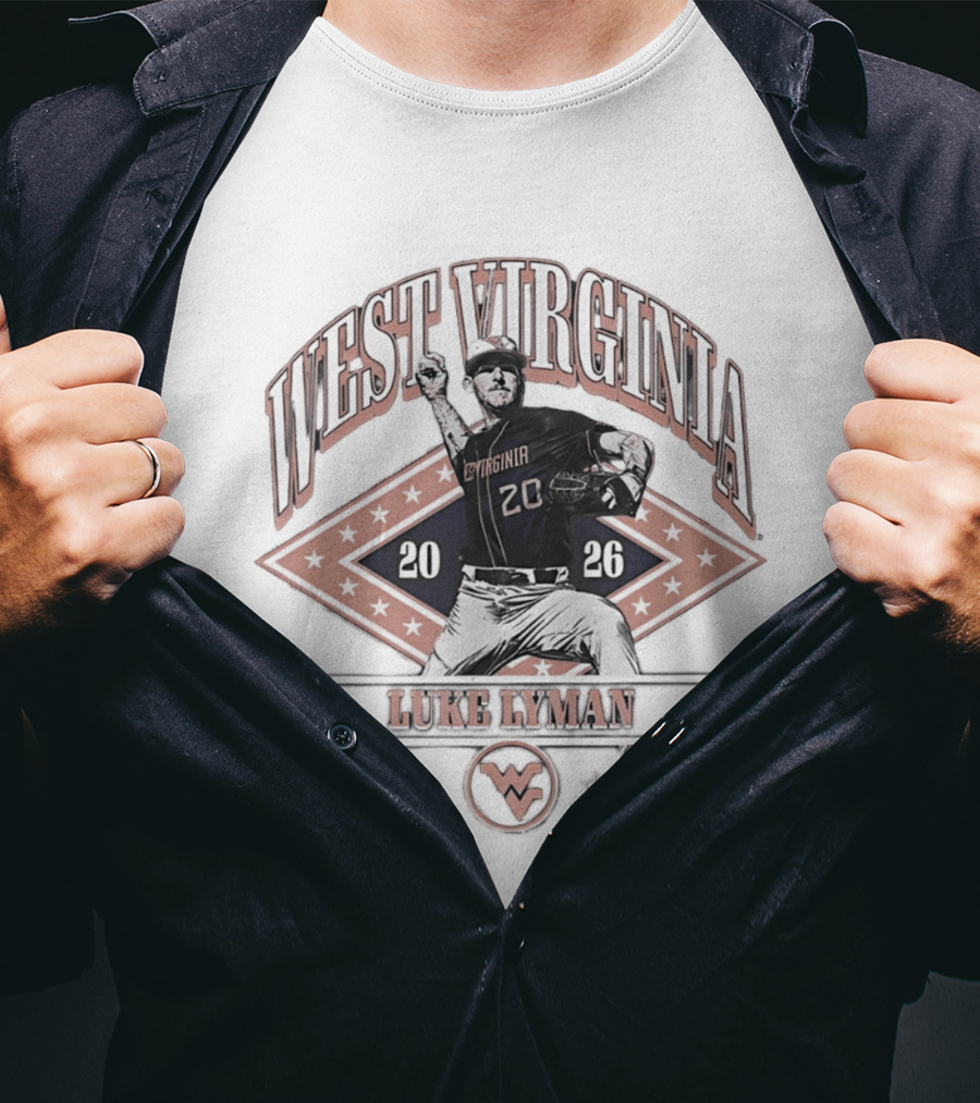 West Virginia Mountaineers Luke Lyman 2026 Baseball Player 20 T-Shirt