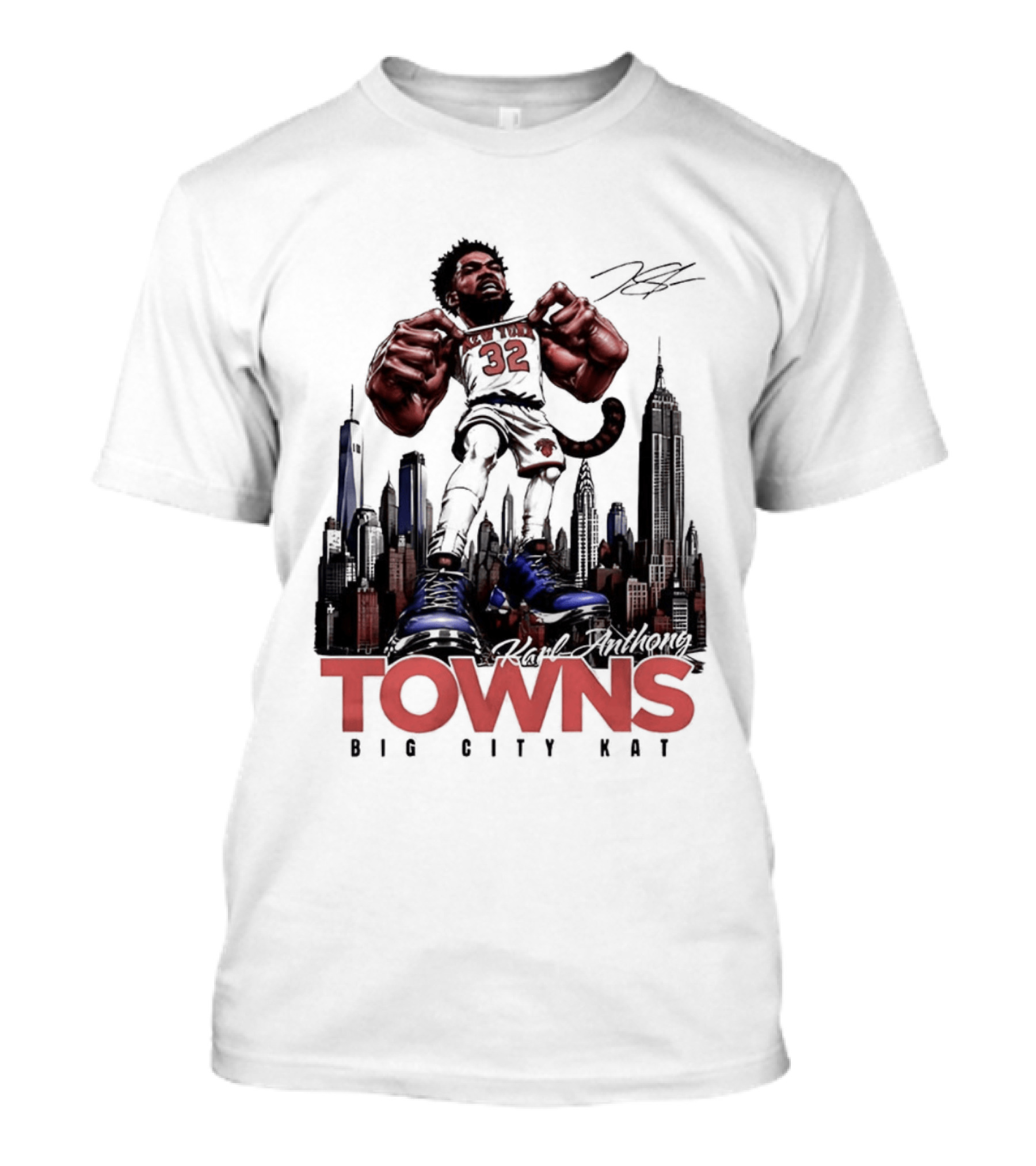 Karl Anthony Towns 32 Big City Kat NYC Skyline T-Shirt