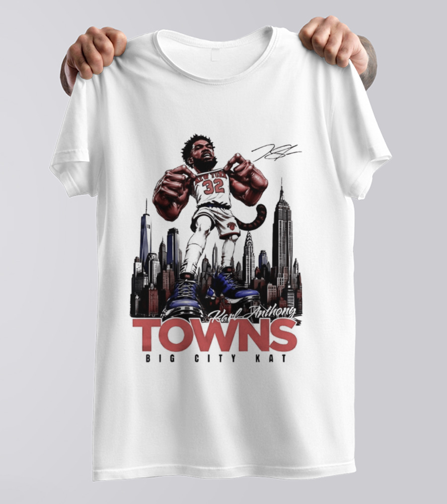 Karl Anthony Towns 32 Big City Kat NYC Skyline T-Shirt