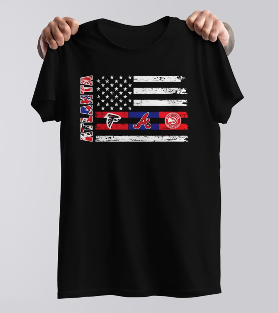 Atlanta Falcons Braves Hawks American Flag T-Shirt