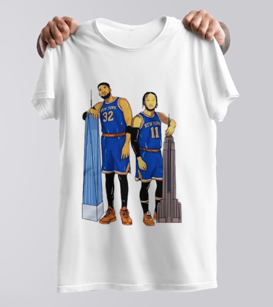 New York Knicks Jalen Brunson Karl Anthony Towns Skyline T-Shirt