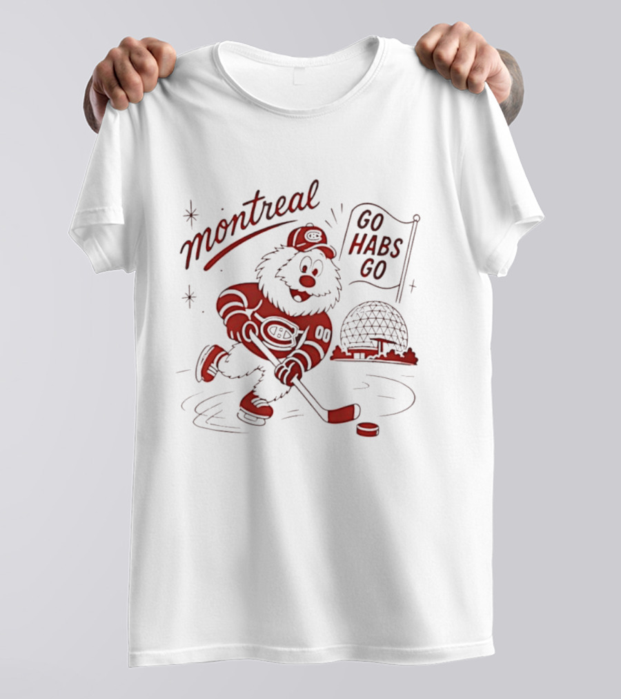 Montreal Canadiens Skating Mascot Go Habs Go Biosphere Montreal T-Shirt