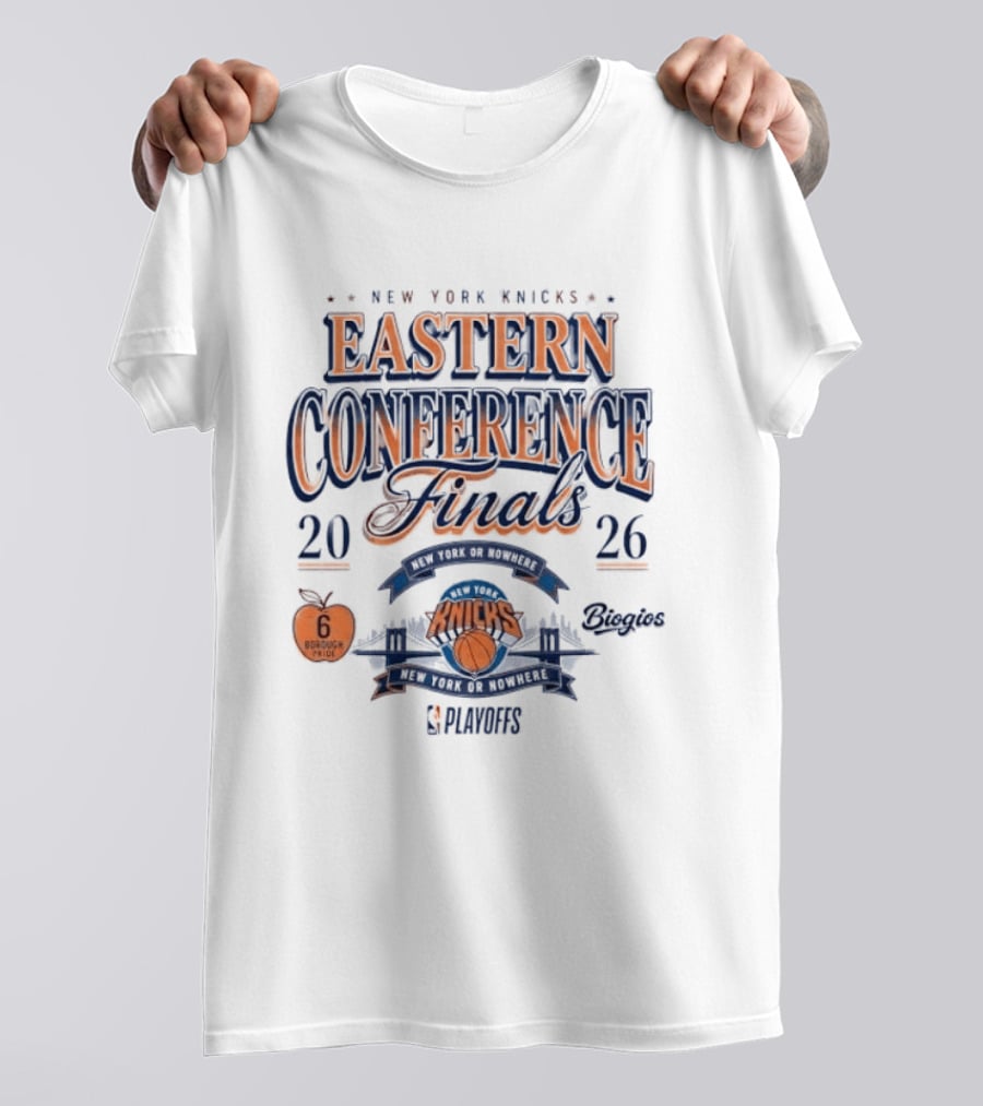 New York Knicks 2026 Eastern Conference Finals Champs Nowhere Borough 6 Playoffs Basketball Fan T-Shirt