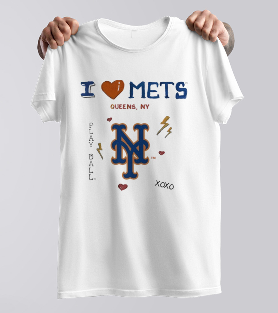 I Heart New York Mets Queens NY Tiny Turnip Toddler Play Ball XOXO T-Shirt