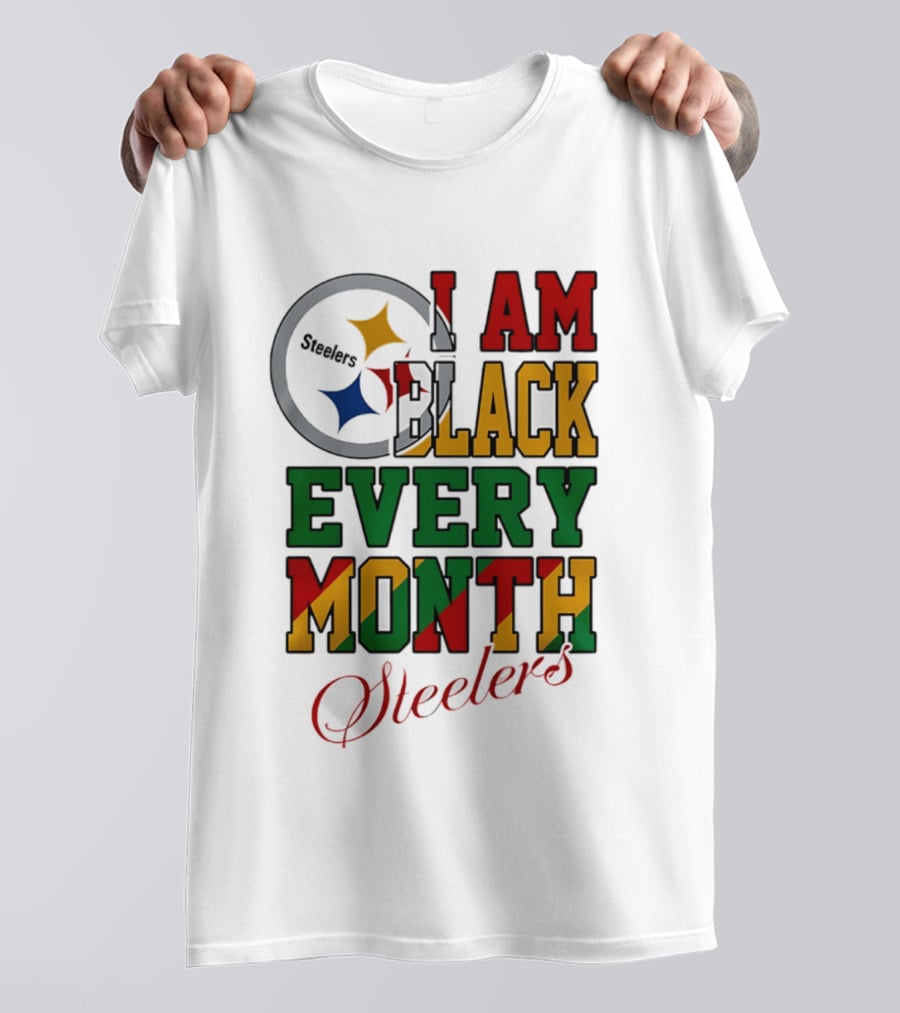 I Am Black Every Month Steelers Juneteenth T-Shirt