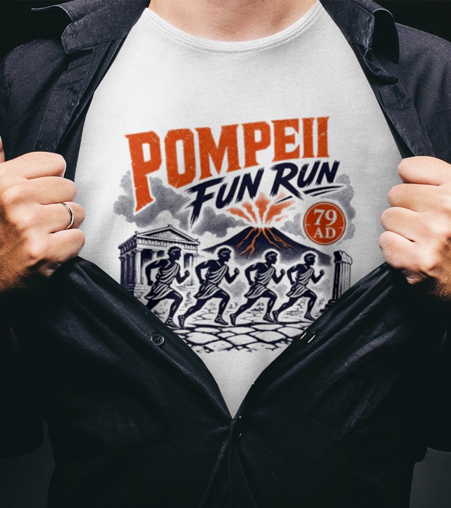 Pompeii Fun Run 79 AD Mount Vesuvius Roman Runners T-Shirt