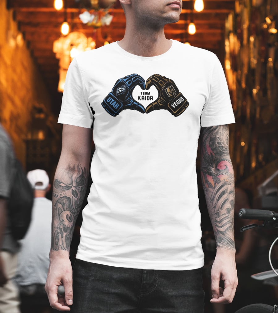 Utah Mammoth Vegas Golden Knights Team Kaida Heart Hands T-Shirt