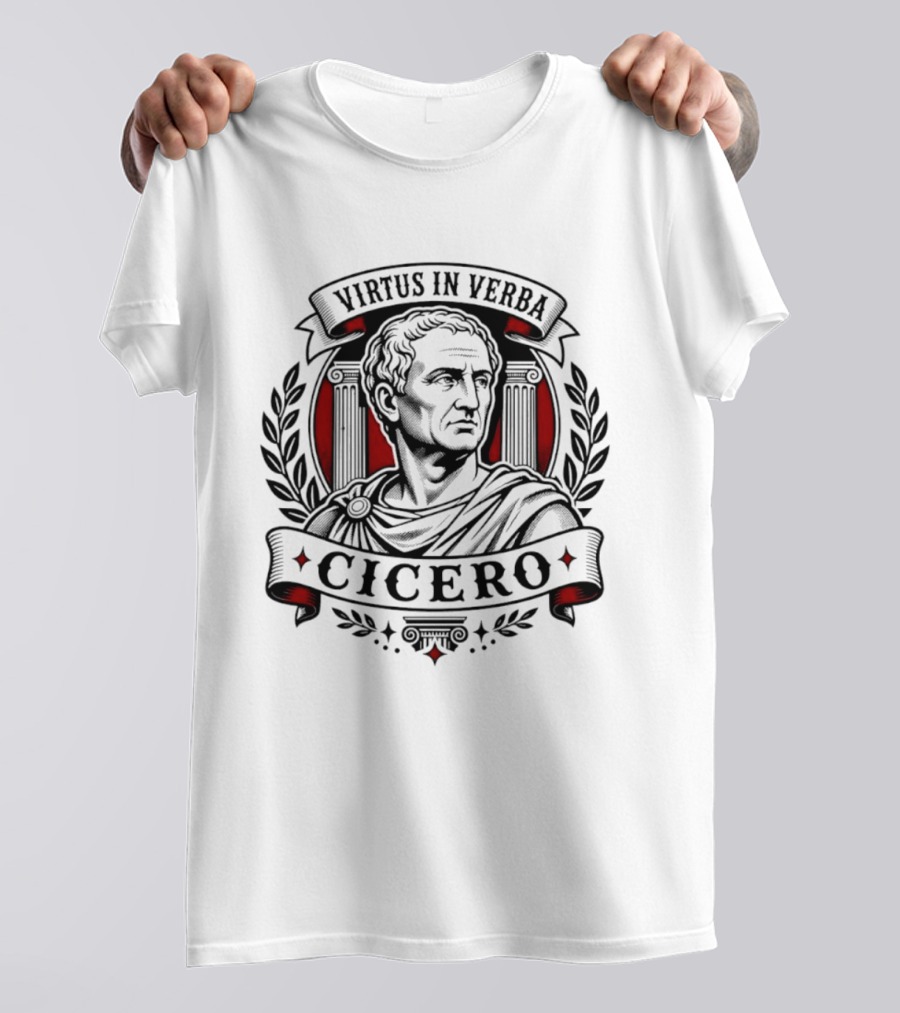 Virtus In Verba Cicero Roman Orator Laurel Columns T-Shirt
