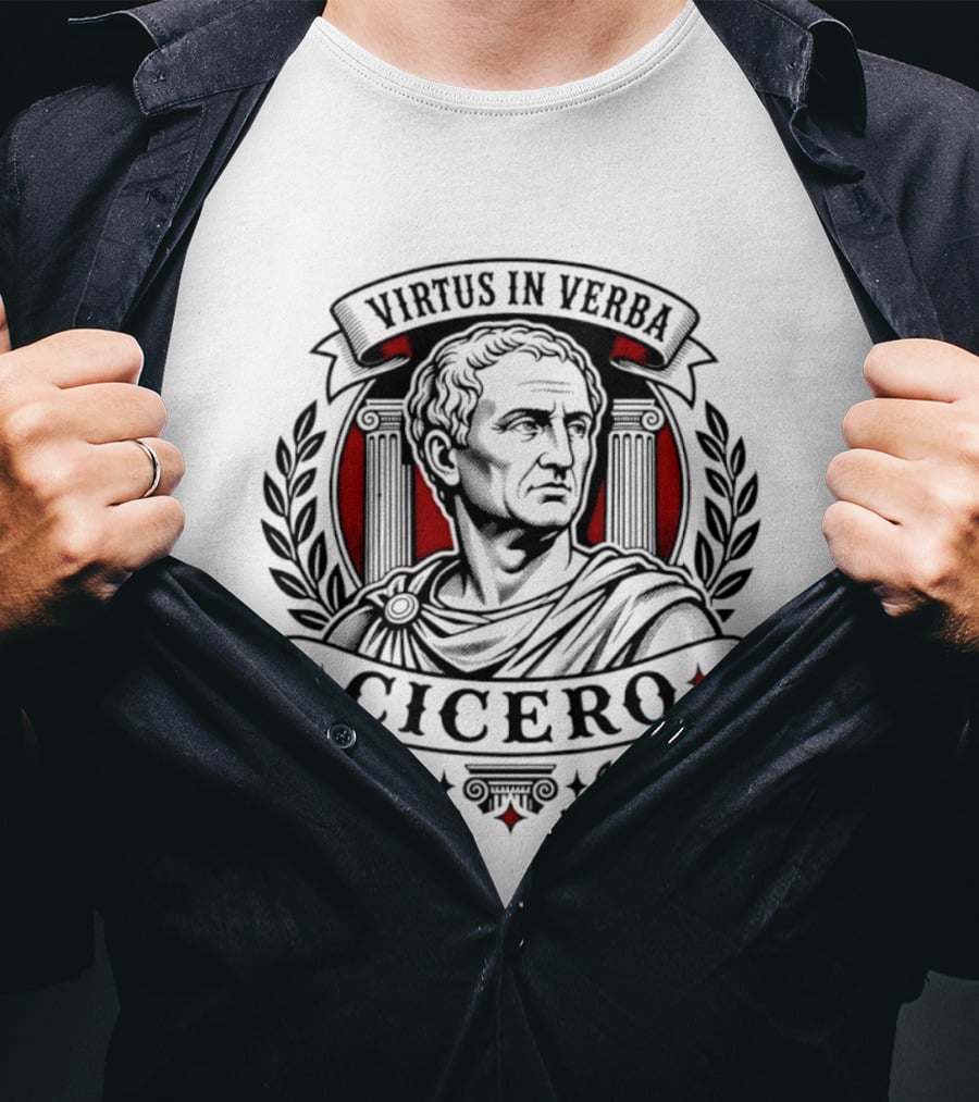 Virtus In Verba Cicero Roman Orator Laurel Columns T-Shirt