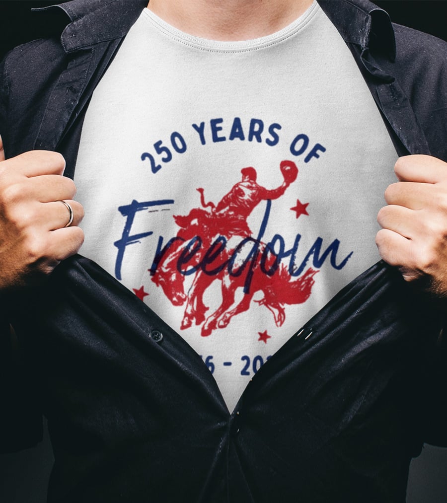 250 Years Of Freedom 1776 2026 Western Trendy Fourth Of July America T-Shirt