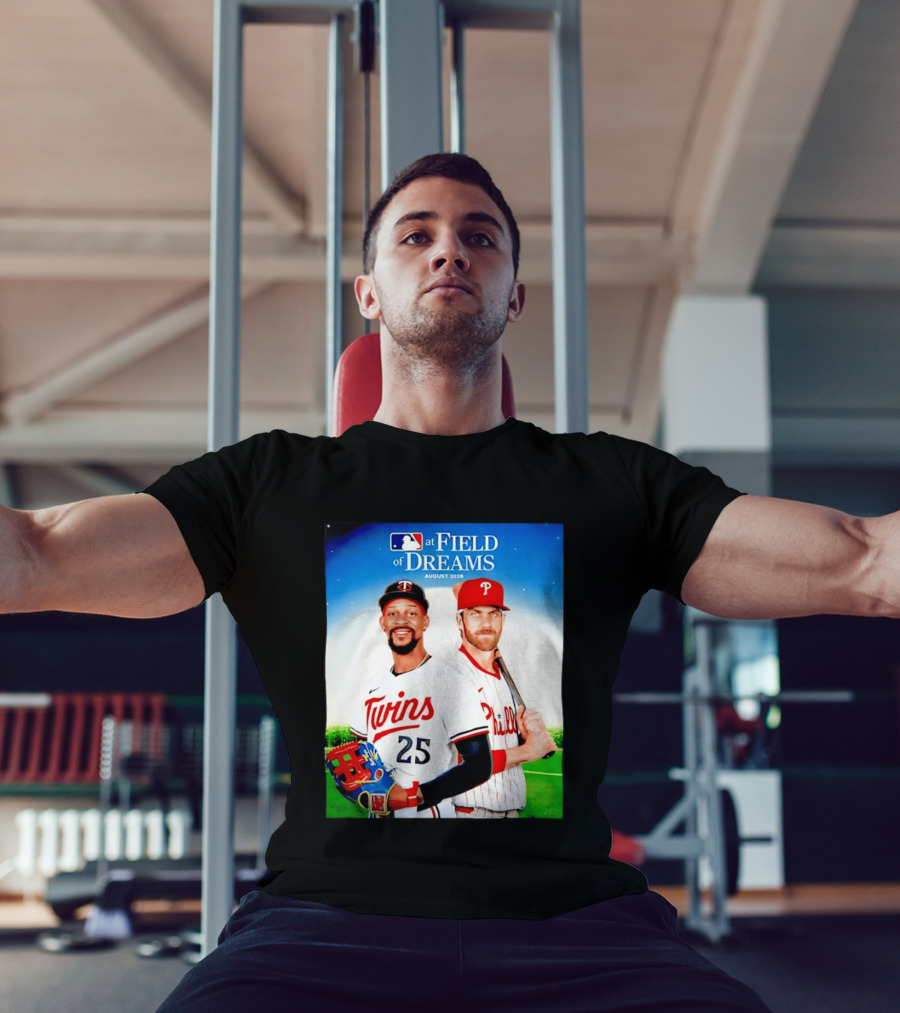 Twins Buxton Vs Phillies Harper MLB At Field Of Dreams August 2026 T-Shirt