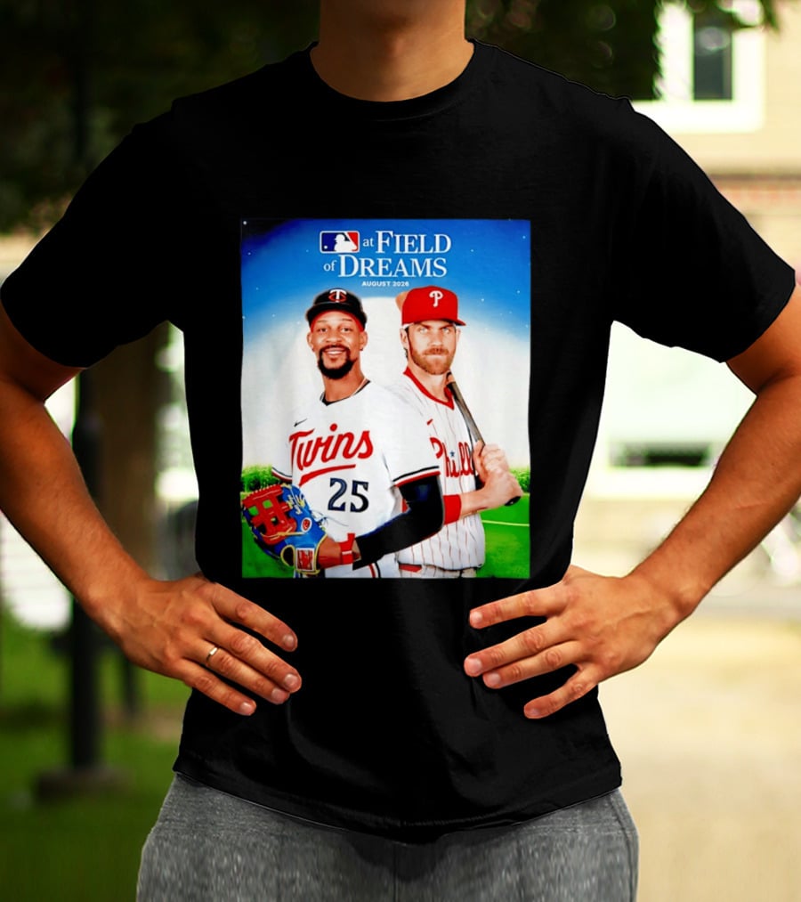 Twins Buxton Vs Phillies Harper MLB At Field Of Dreams August 2026 T-Shirt