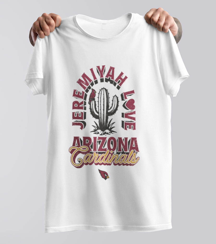 Arizona Cardinals Jeremiyah Love Cactus And Bird T-Shirt