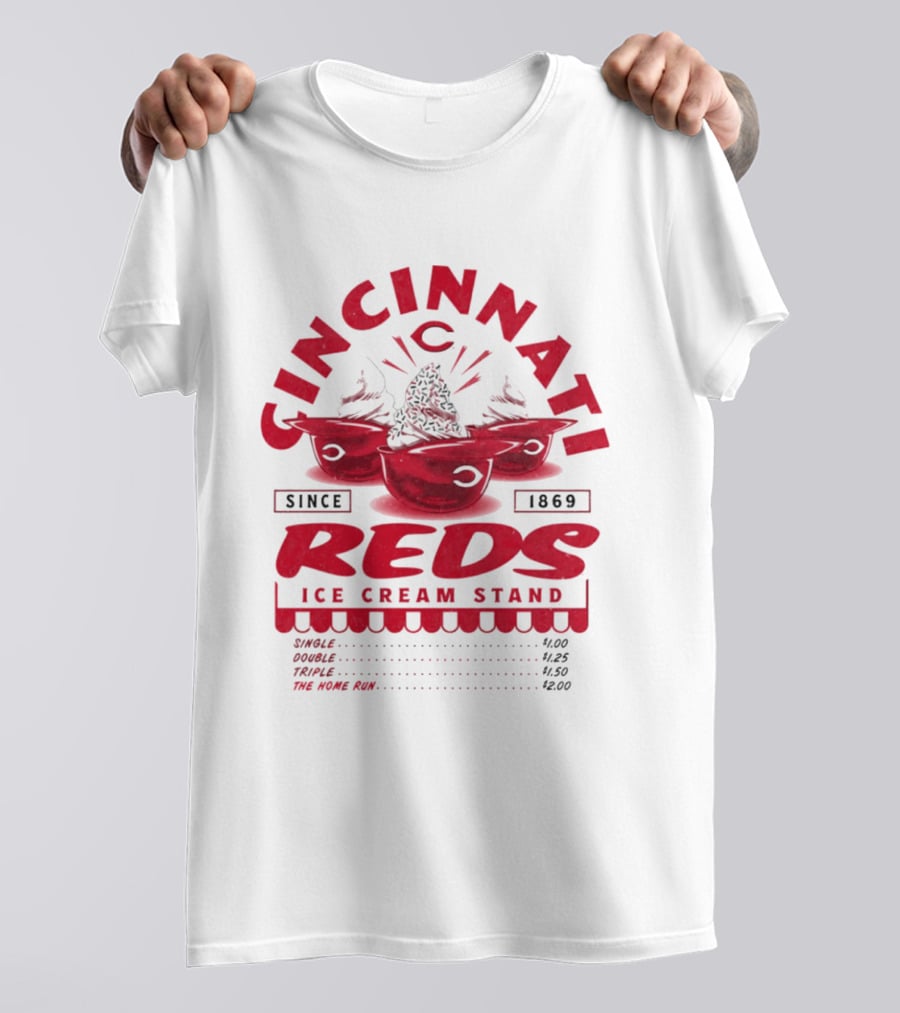 Cincinnati Reds Ice Cream Stand Since 1869 Baseball Nostalgia T-Shirt