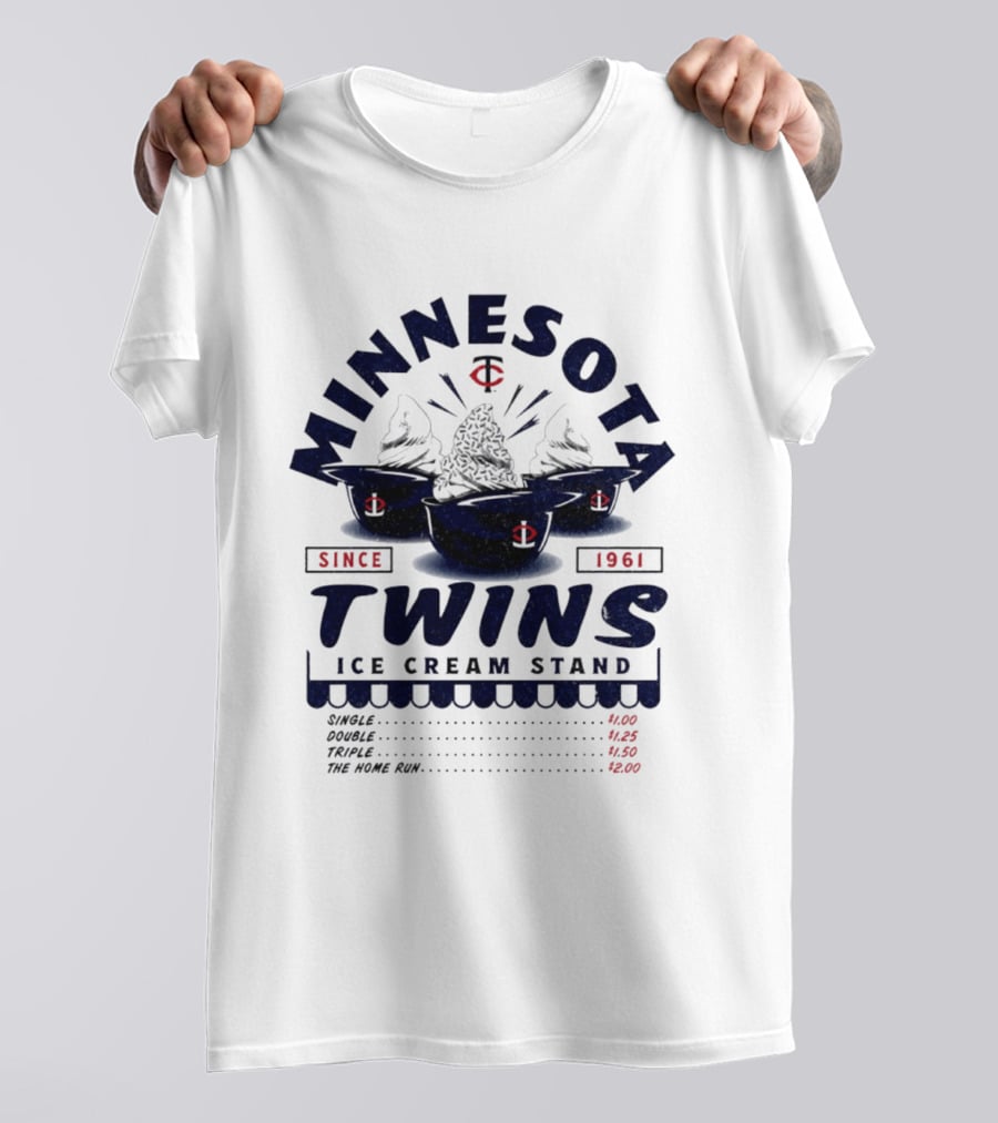 Minnesota Twins Ice Cream Stand Since 1961 Baseball Team Cups And Prices T-Shirt