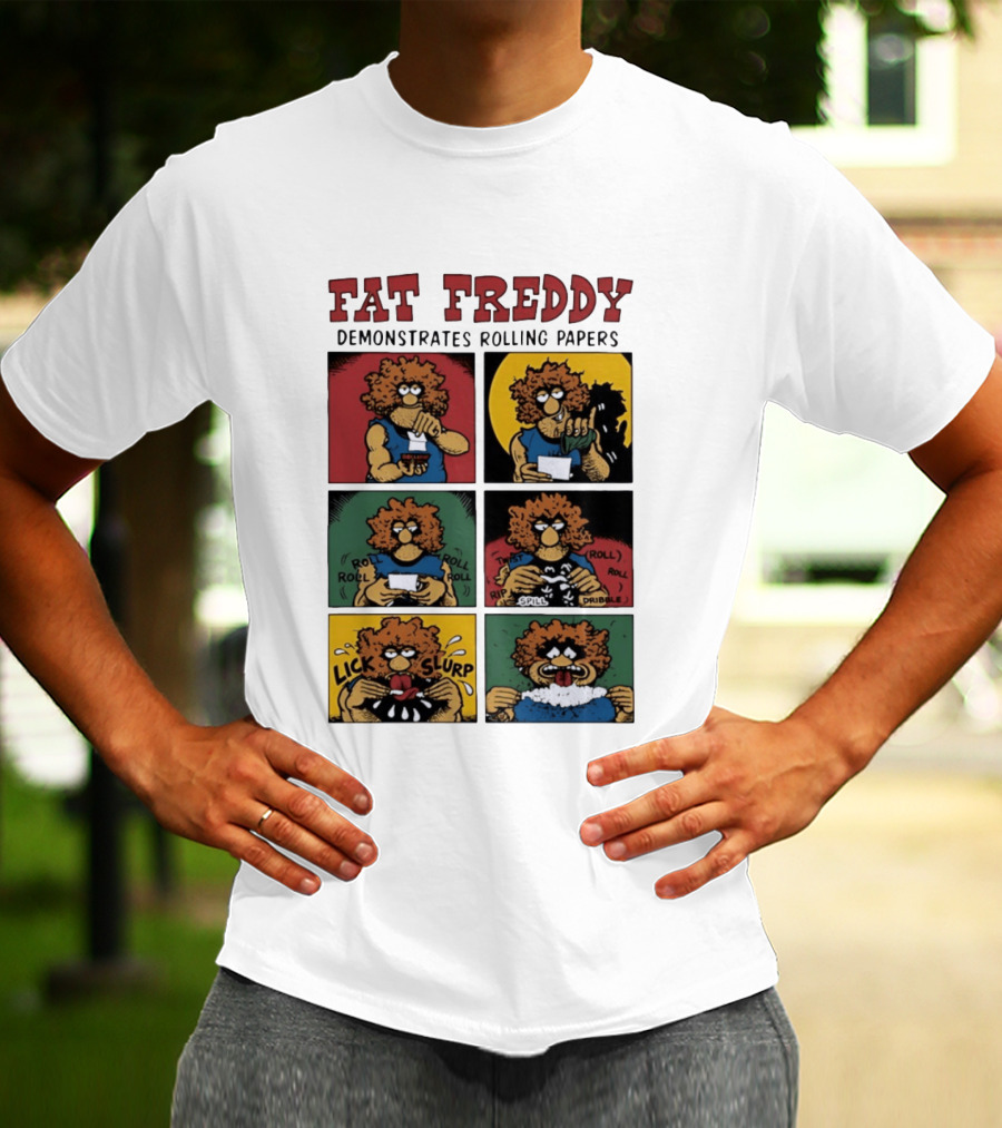 Fabulous Furry Freak Brothers Fat Freddy Rolling Papers Guide Comic Panels T-Shirt