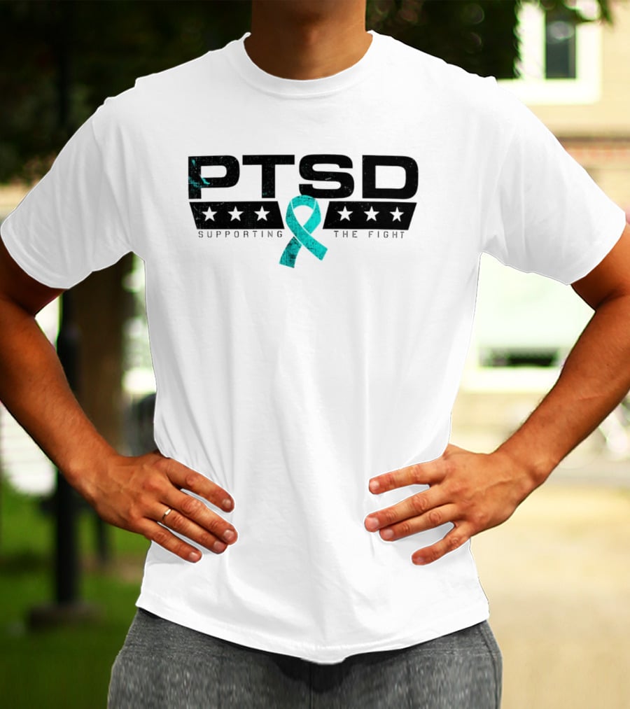 PTSD Supporting The Fight Teal Ribbon Stars T-Shirt