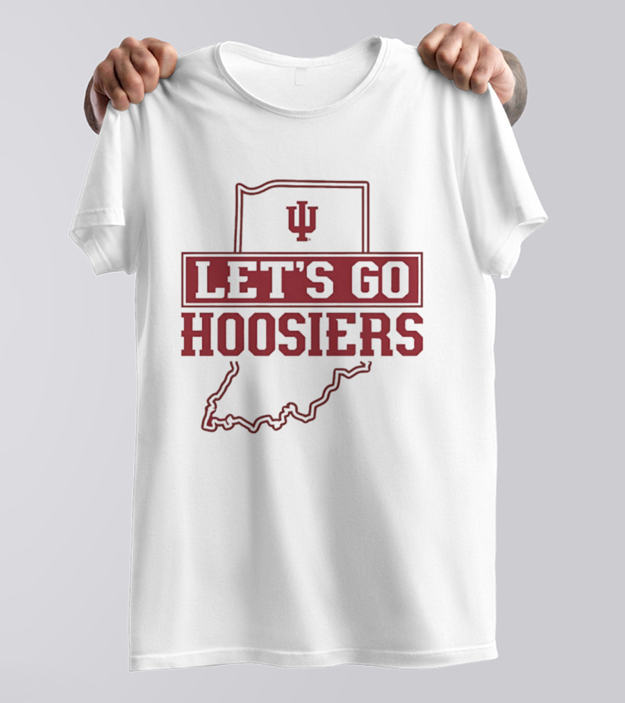 Indiana Let's Go Hoosiers IU State Map T-Shirt