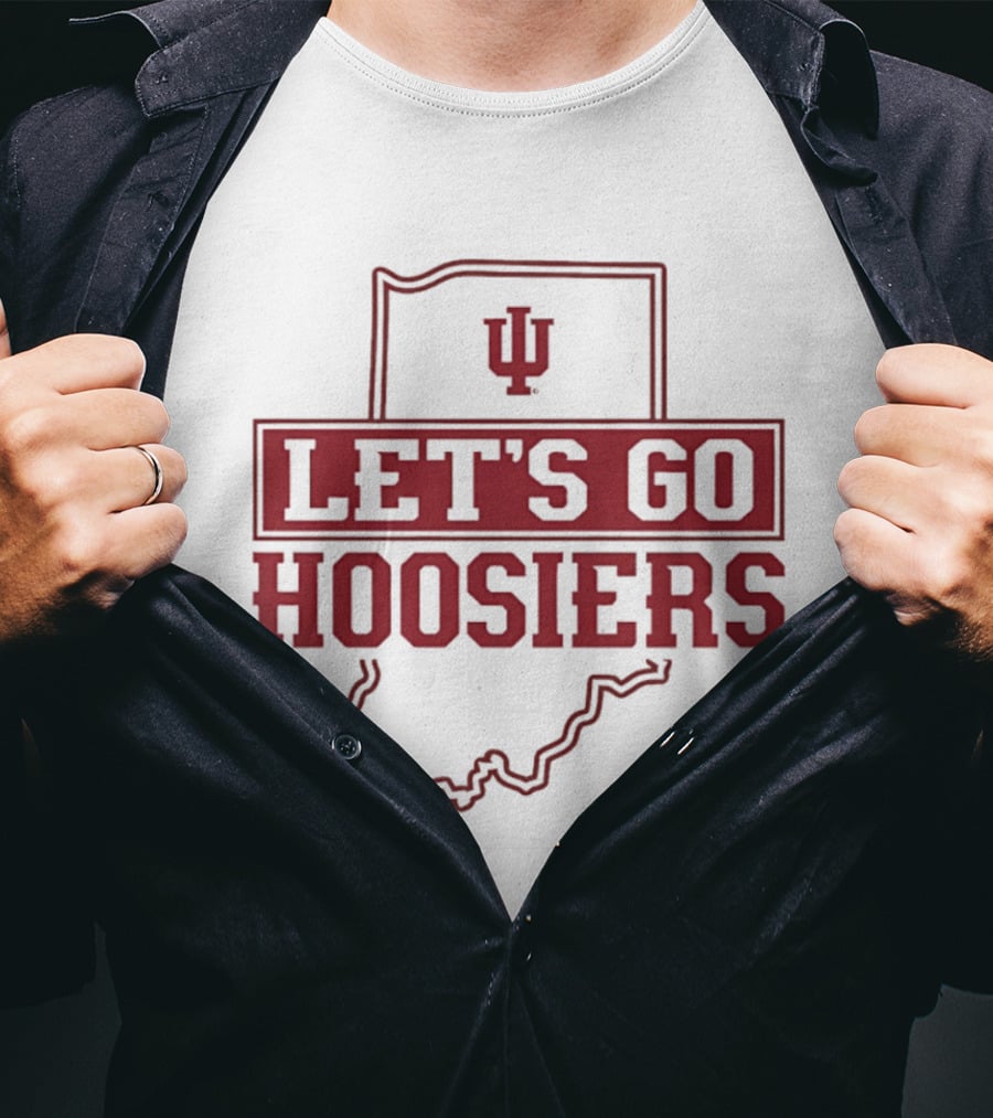 Indiana Let's Go Hoosiers IU State Map T-Shirt